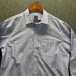 Brooks Brothers Classic Fit Non Iron Supima Cotton Plaid Dress Shirt 18 34/35